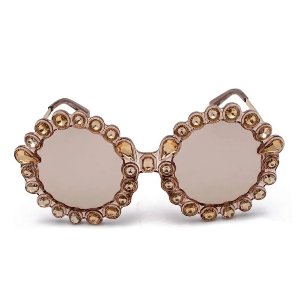 Crystal Women Big Rhinestone Sunglasses Oversized Round